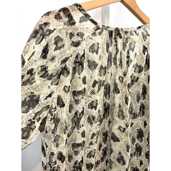 RAG & BONE Size M Yuni Printed Blouse Long Sleeve Sheer Top Animal Print - Picture 11 of 12
